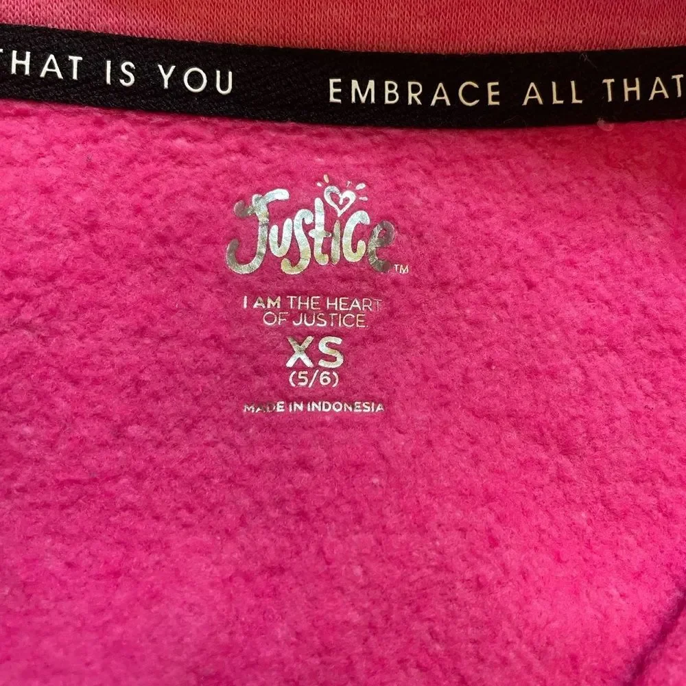 Girls Justice size XS pink zip up jacket